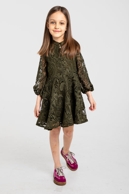 Mini Pariony I | Zínnia Green Lace Dress